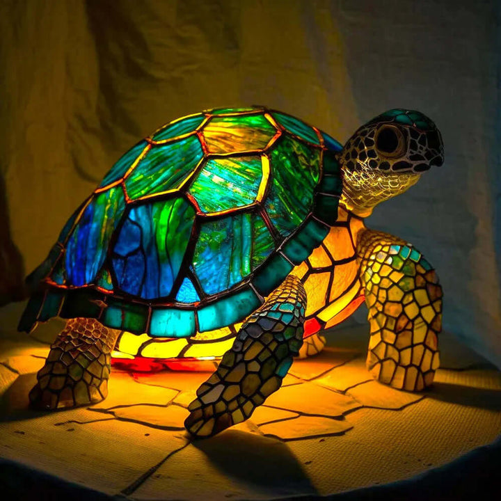 Stained Glass Animal Lamp, 15 cm | Glass &amp; Metal, 11 Animal Designs | Warm Handcrafted Ambient Glow for Bedside &amp; Living Room