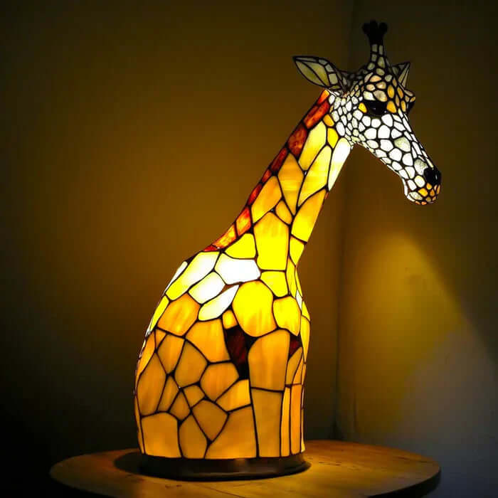 Stained Glass Animal Lamp, 15 cm | Glass &amp; Metal, 11 Animal Designs | Warm Handcrafted Ambient Glow for Bedside &amp; Living Room
