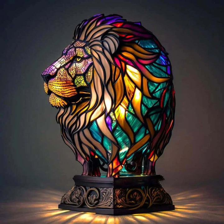 Stained Glass Animal Lamp, 15 cm | Glass &amp; Metal, 11 Animal Designs | Warm Handcrafted Ambient Glow for Bedside &amp; Living Room