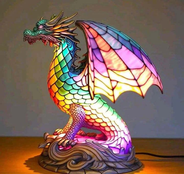 Stained Glass Animal Lamp, 15 cm | Glass &amp; Metal, 11 Animal Designs | Warm Handcrafted Ambient Glow for Bedside &amp; Living Room