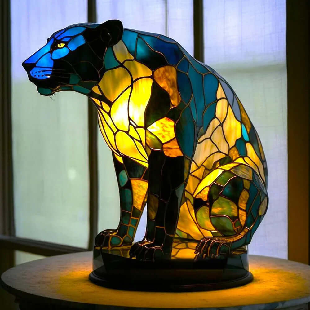 Stained Glass Animal Lamp, 15 cm | Glass &amp; Metal, 11 Animal Designs | Warm Handcrafted Ambient Glow for Bedside &amp; Living Room
