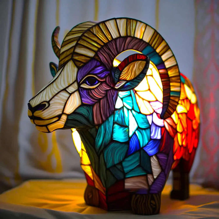 Stained Glass Animal Lamp, 15 cm | Glass &amp; Metal, 11 Animal Designs | Warm Handcrafted Ambient Glow for Bedside &amp; Living Room