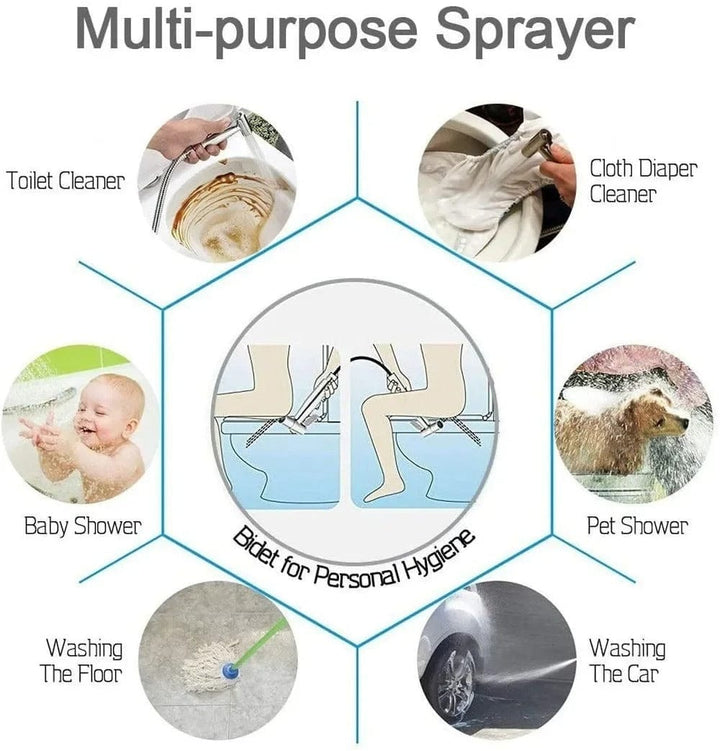 Stainless Steel Handheld Bidet Sprayer | Self-Cleaning Nozzle | Adjustable Pressure | No-Drill Installation