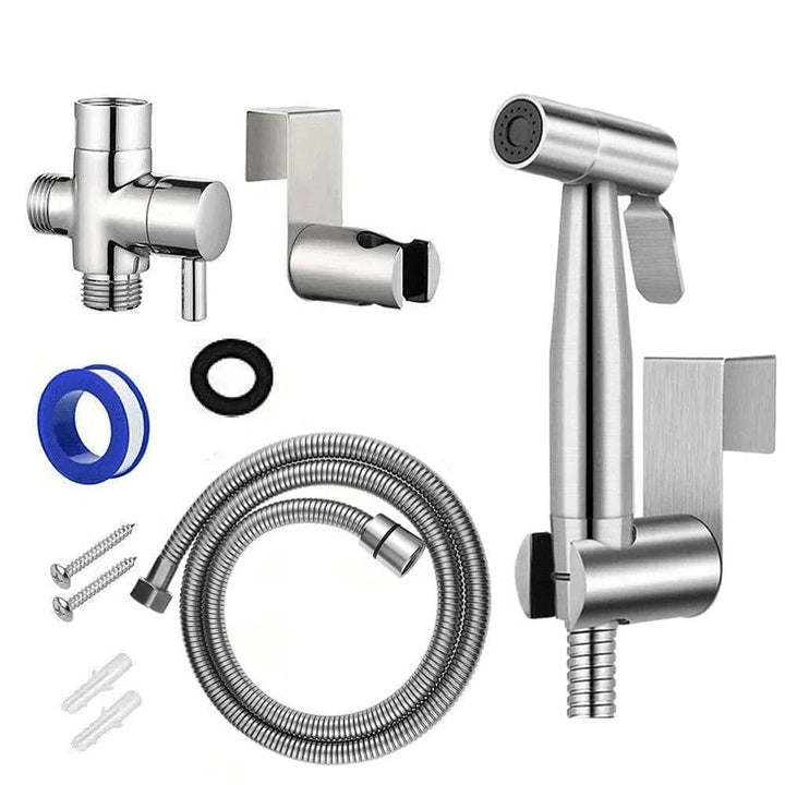 Stainless Steel Handheld Bidet Sprayer | Self-Cleaning Nozzle | Adjustable Pressure | No-Drill Installation