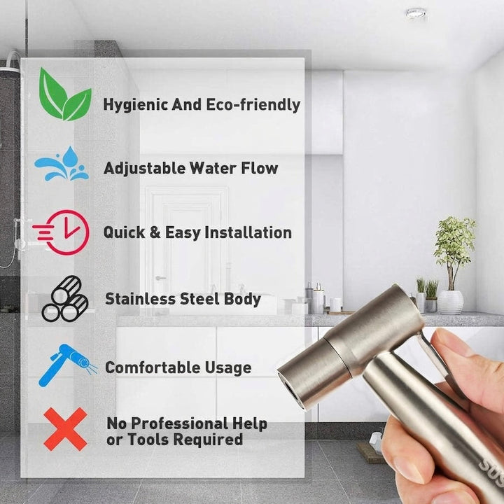 Stainless Steel Handheld Bidet Sprayer | Wall Mounted | 1.5m Hose | Single Hole Installation