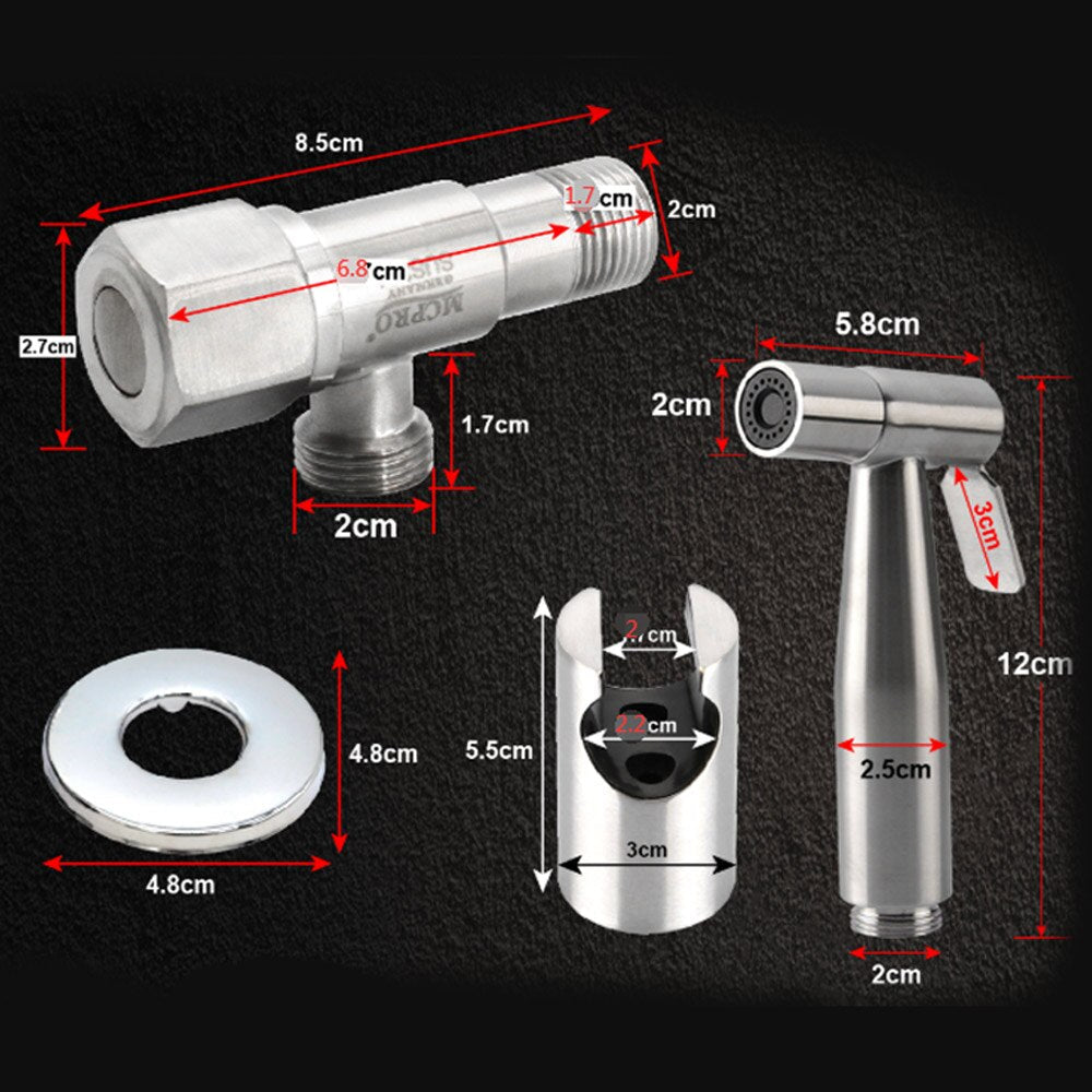 Stainless Steel Handheld Bidet Sprayer | Wall Mounted | 1.5m Hose | Single Hole Installation