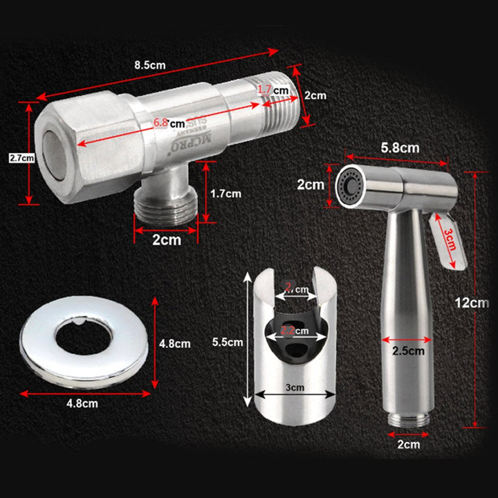 Stainless Steel Handheld Bidet Sprayer | Wall Mounted | 1.5m Hose | Single Hole Installation