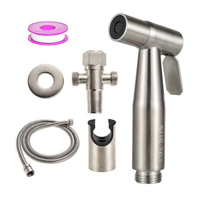 Stainless Steel Handheld Bidet Sprayer | Wall Mounted | 1.5m Hose | Single Hole Installation