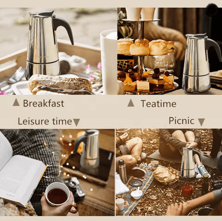 Stainless Steel Moka Pot Italian Coffee Maker | Stovetop Espresso Maker, Brews 9 Cups | Gas, Electric &amp; Ceramic Compatible
