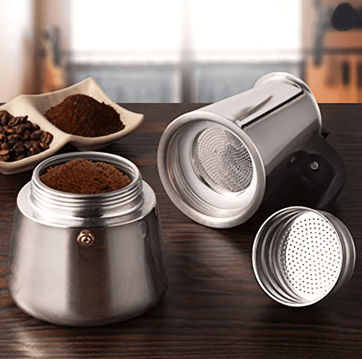 Stainless Steel Moka Pot Italian Coffee Maker | Stovetop Espresso Maker, Brews 9 Cups | Gas, Electric & Ceramic Compatible