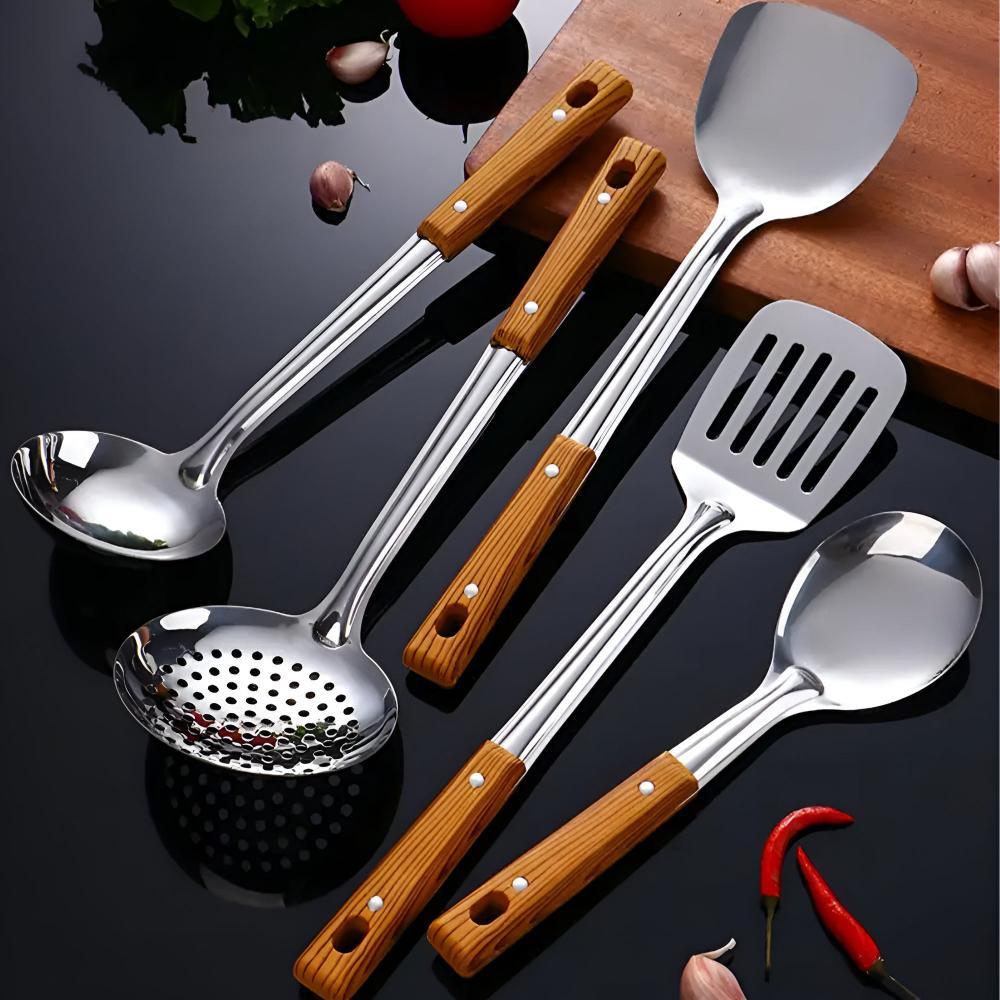 Stainless Cooking Utensils Set | Five Piece Kitchen Tool Kit