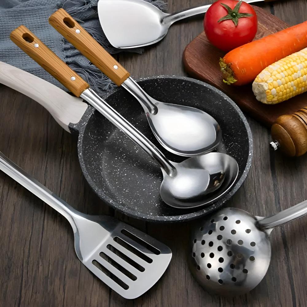 Stainless Cooking Utensils Set | Five Piece Kitchen Tool Kit