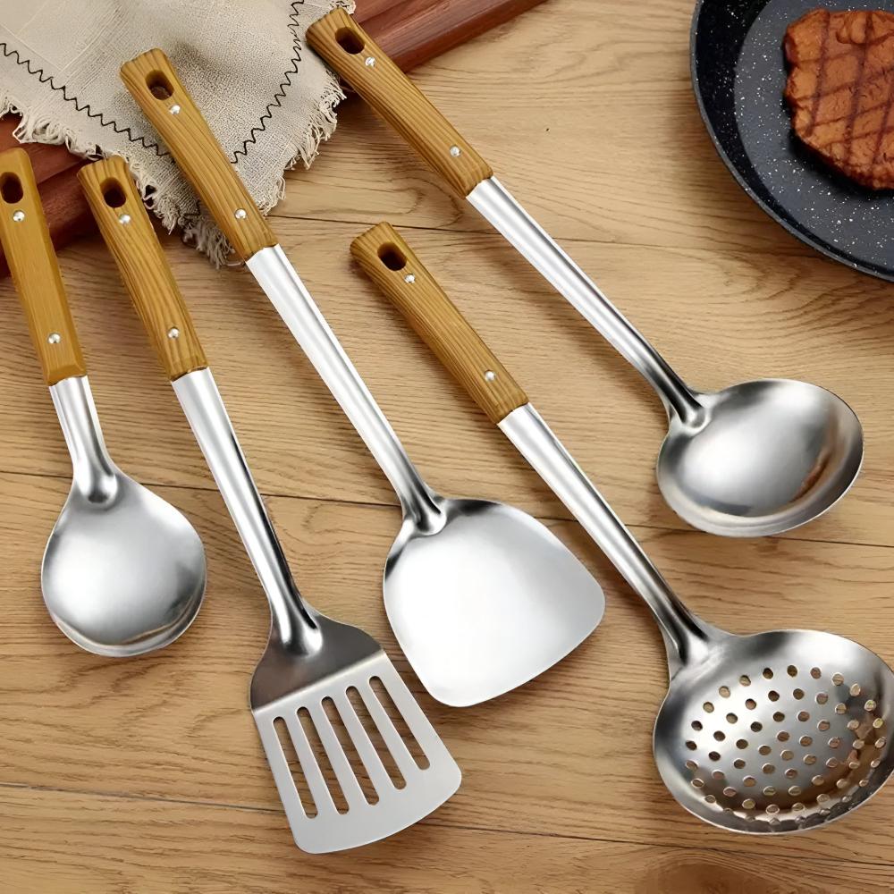 Stainless Cooking Utensils Set | Five Piece Kitchen Tool Kit