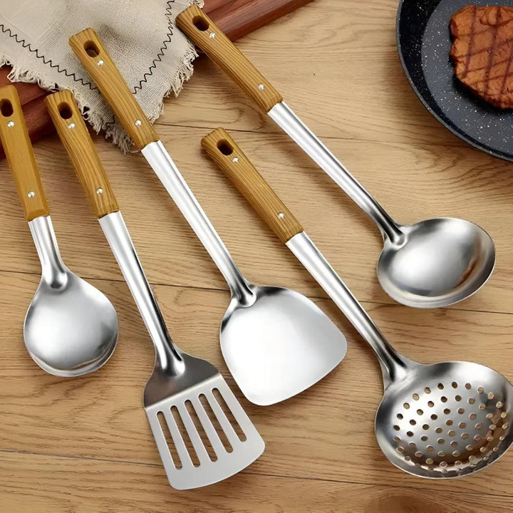 Stainless Cooking Utensils Set | Five Piece Kitchen Tool Kit