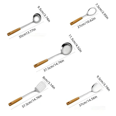 Stainless Cooking Utensils Set | Five Piece Kitchen Tool Kit
