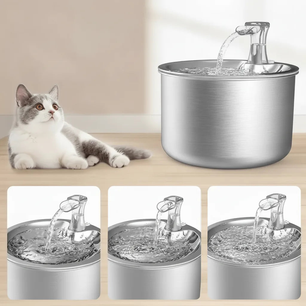 Stainless Steel Cat Drinking Fountain with Sensor &amp; 4-Stage Filtration 1