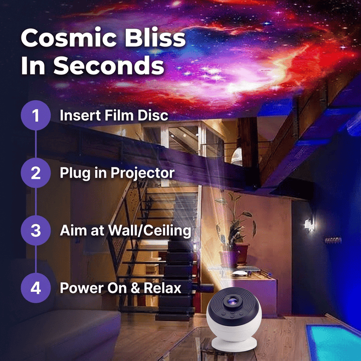 Star Projector Light | 13 Nebula Scenes, Adjustable Focus, 14 cm Compact Body | Whisper-Quiet Operation, White or Black