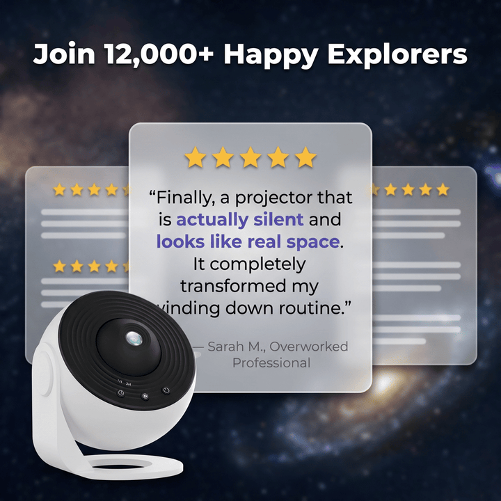 Star Projector Light | 13 Nebula Scenes, Adjustable Focus, 14 cm Compact Body | Whisper-Quiet Operation, White or Black