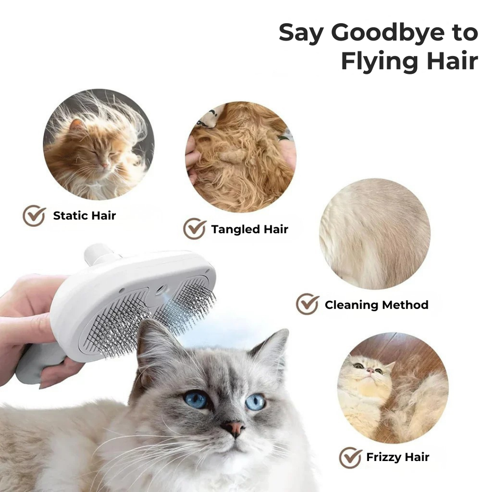 Steam Pet Grooming Brush | Suitable for Short, Long, Curly & Thick Coats | Ultra-Quiet, Reduces Shedding by up to 95%