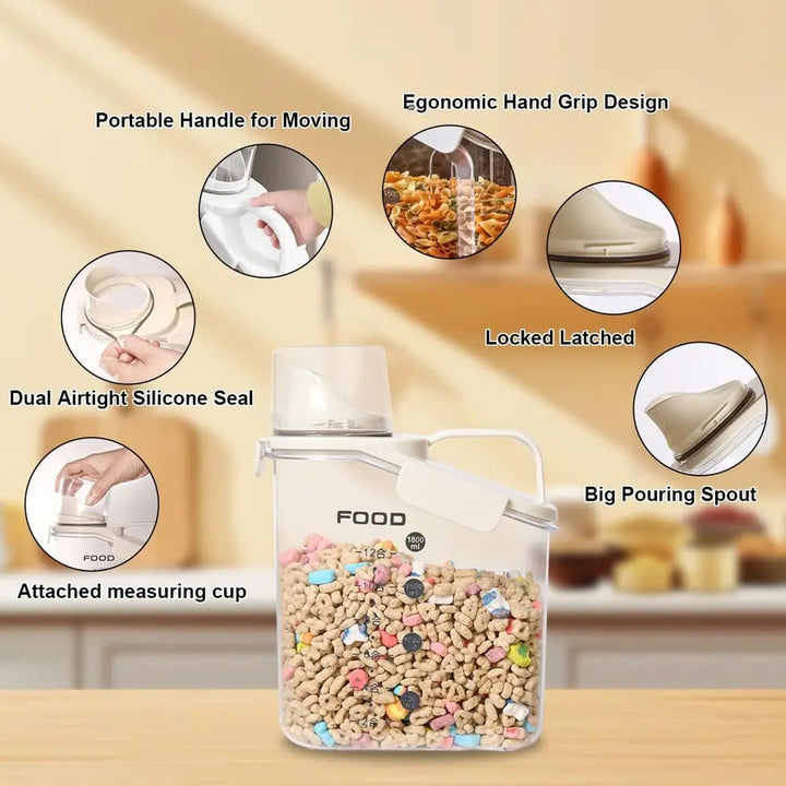 Storage Container with Measuring Cup and Spout | Airtight Food Canister
