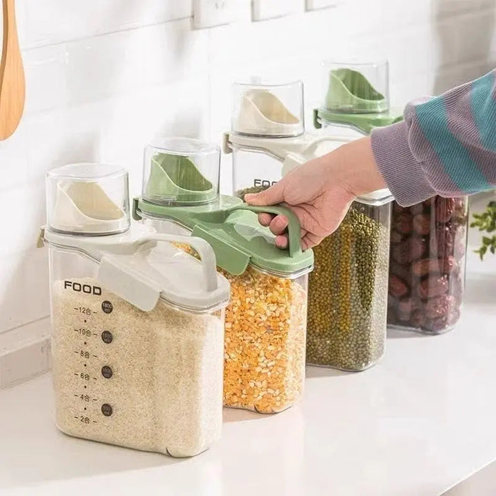 Storage Container with Measuring Cup and Spout | Airtight Food Canister
