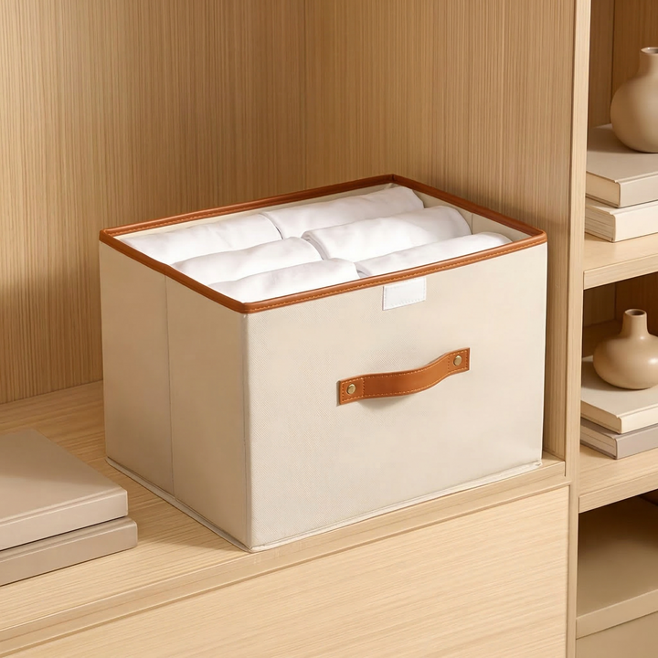 Storage Box Foldable Oxford Fabric Reinforced Organizer with Lid and Carry Handles 0