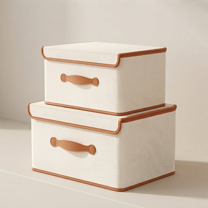 Storage Box Foldable Oxford Fabric Reinforced Organizer with Lid and Carry Handles 1