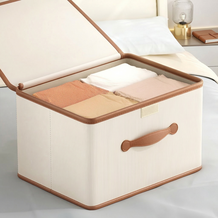 Storage Box Foldable Oxford Fabric Reinforced Organizer with Lid and Carry Handles 4