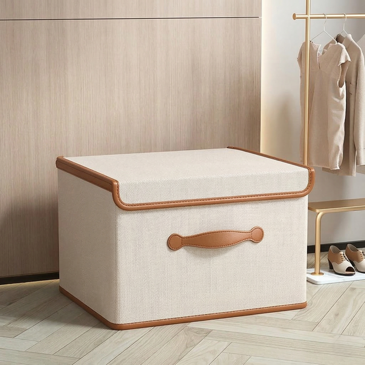Storage Box Foldable Oxford Fabric Reinforced Organizer with Lid and Carry Handles 5
