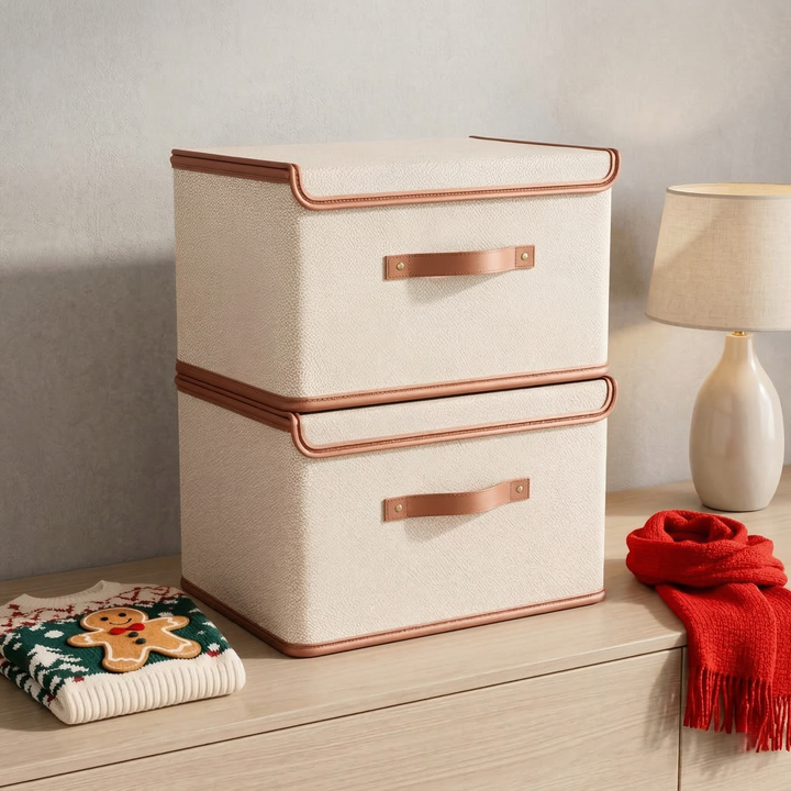 Storage Box Foldable Oxford Fabric Reinforced Organizer with Lid and Carry Handles 6