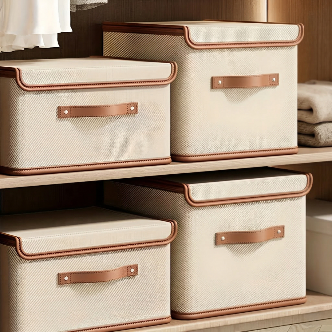 Storage Box Foldable Oxford Fabric Reinforced Organizer with Lid and Carry Handles 7