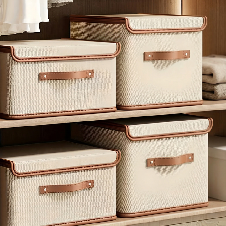 Storage Box Foldable Oxford Fabric Reinforced Organizer with Lid and Carry Handles 7