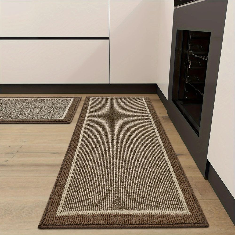 Runner Rug Polypropylene | Anti-Slip Backing, Cushioned Comfort | 50x80cm &amp; 45x120cm in Midnight, Mocha or Stone Mist 3
