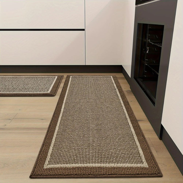 Runner Rug Polypropylene | Anti-Slip Backing, Cushioned Comfort | 50x80cm &amp; 45x120cm in Midnight, Mocha or Stone Mist 3