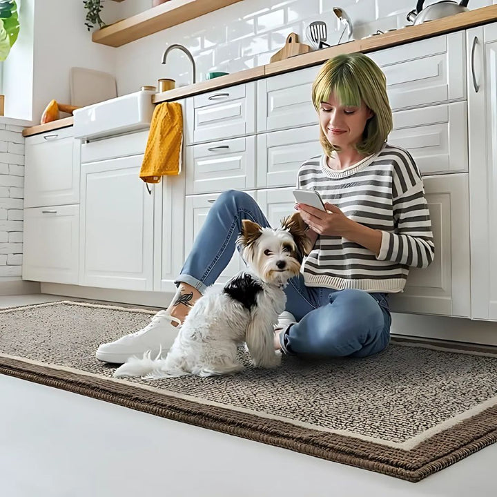 Runner Rug Polypropylene | Anti-Slip Backing, Cushioned Comfort | 50x80cm &amp; 45x120cm in Midnight, Mocha or Stone Mist 4