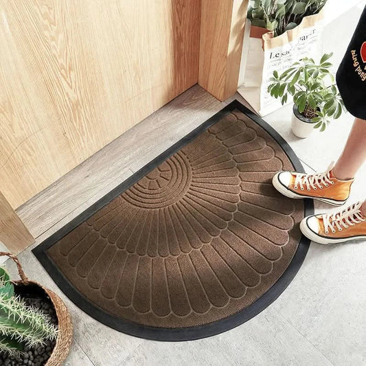 Stylish Half-Round Door Mat | Non-Slip Rubber Design for Dirt Trapping and Moisture Absorption 0