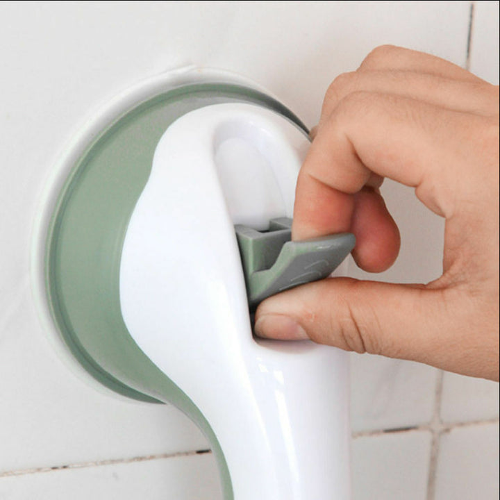 Suction Cup Shower Grab Bar | 136kg Capacity | No-Drill | Ergonomic Grip | Portable | Grey &amp; White