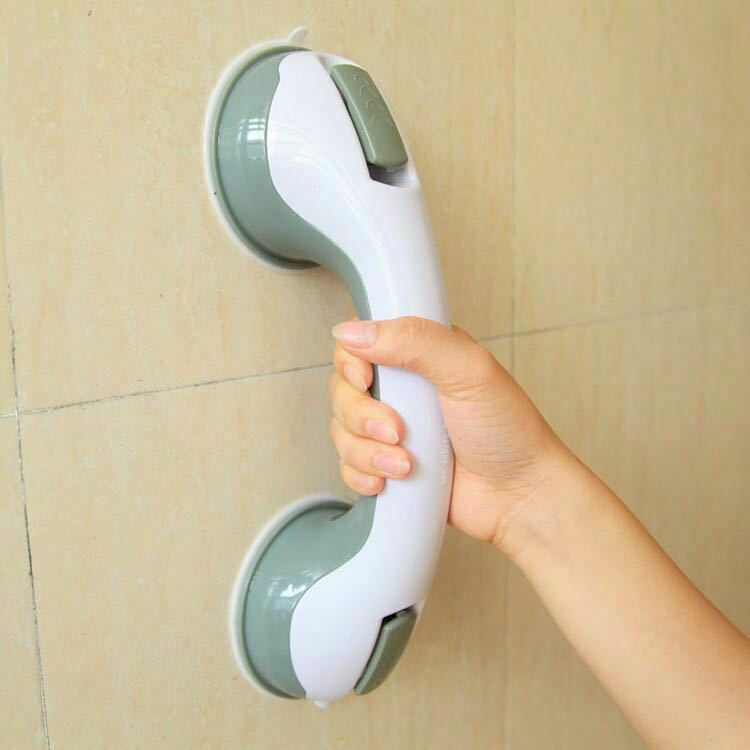Suction Cup Shower Grab Bar | 136kg Capacity | No-Drill | Ergonomic Grip | Portable | Grey & White