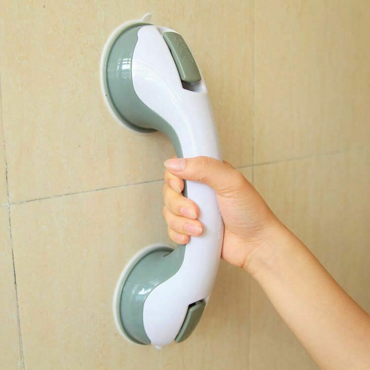 Suction Cup Shower Grab Bar | 136kg Capacity | No-Drill | Ergonomic Grip | Portable | Grey &amp; White