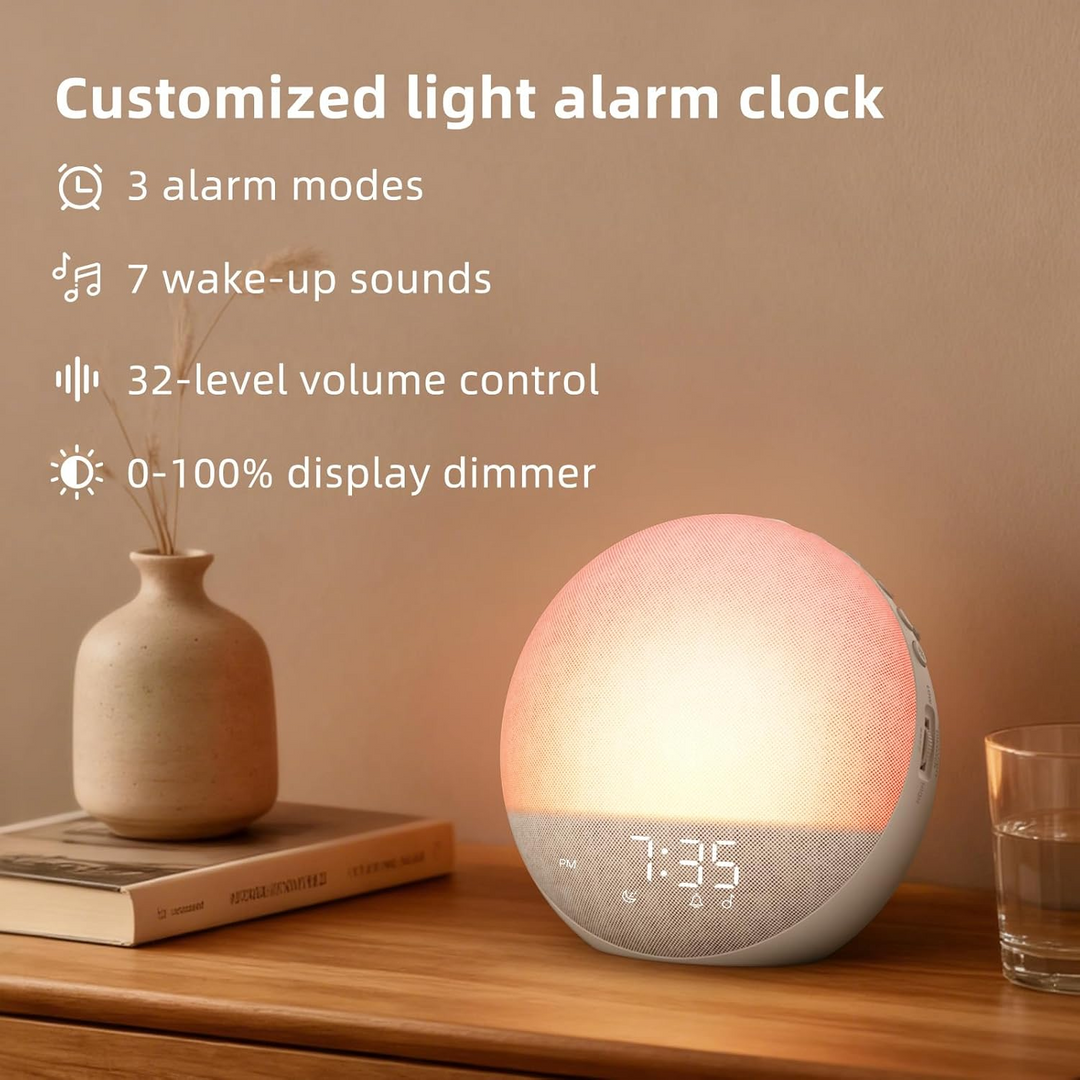 Sunrise Alarm Clock with Touch Controls | Gradual Dawn Simulation &amp; Sunset Dimming | Multiple Alarm Tones &amp; Brightness Levels
