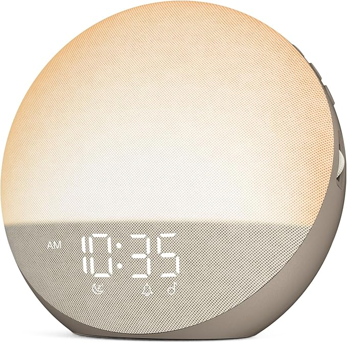 Sunrise Alarm Clock with Touch Controls | Gradual Dawn Simulation & Sunset Dimming | Multiple Alarm Tones & Brightness Levels