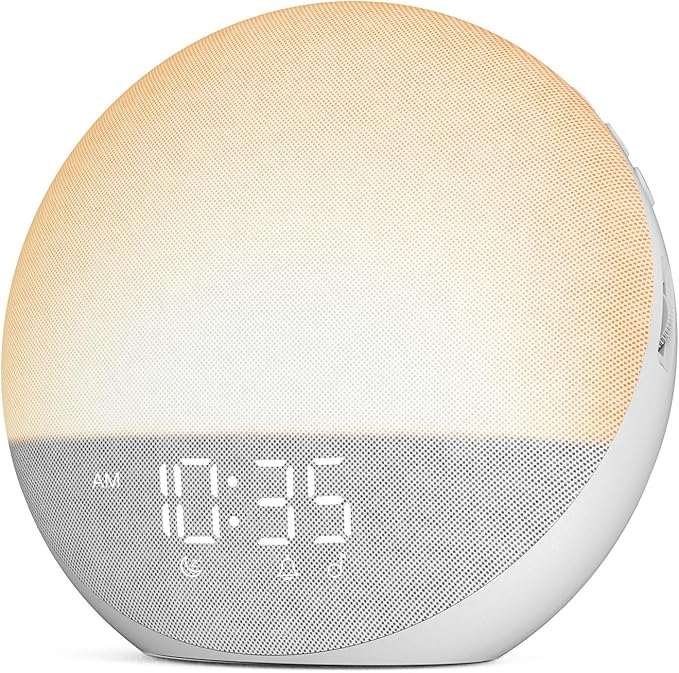 Sunrise Alarm Clock with Touch Controls | Gradual Dawn Simulation &amp; Sunset Dimming | Multiple Alarm Tones &amp; Brightness Levels