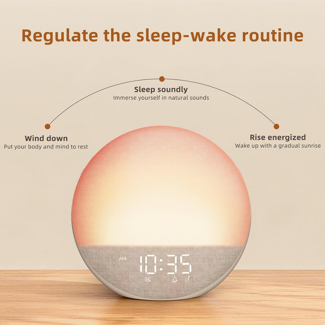 Sunrise Alarm Clock with Touch Controls | Gradual Dawn Simulation &amp; Sunset Dimming | Multiple Alarm Tones &amp; Brightness Levels