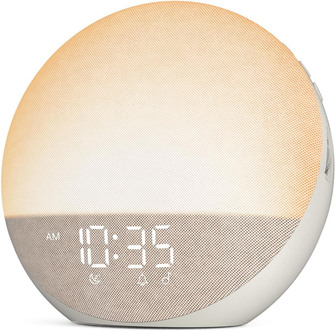 Sunrise Alarm Clock with Touch Controls | Gradual Dawn Simulation & Sunset Dimming | Multiple Alarm Tones & Brightness Levels