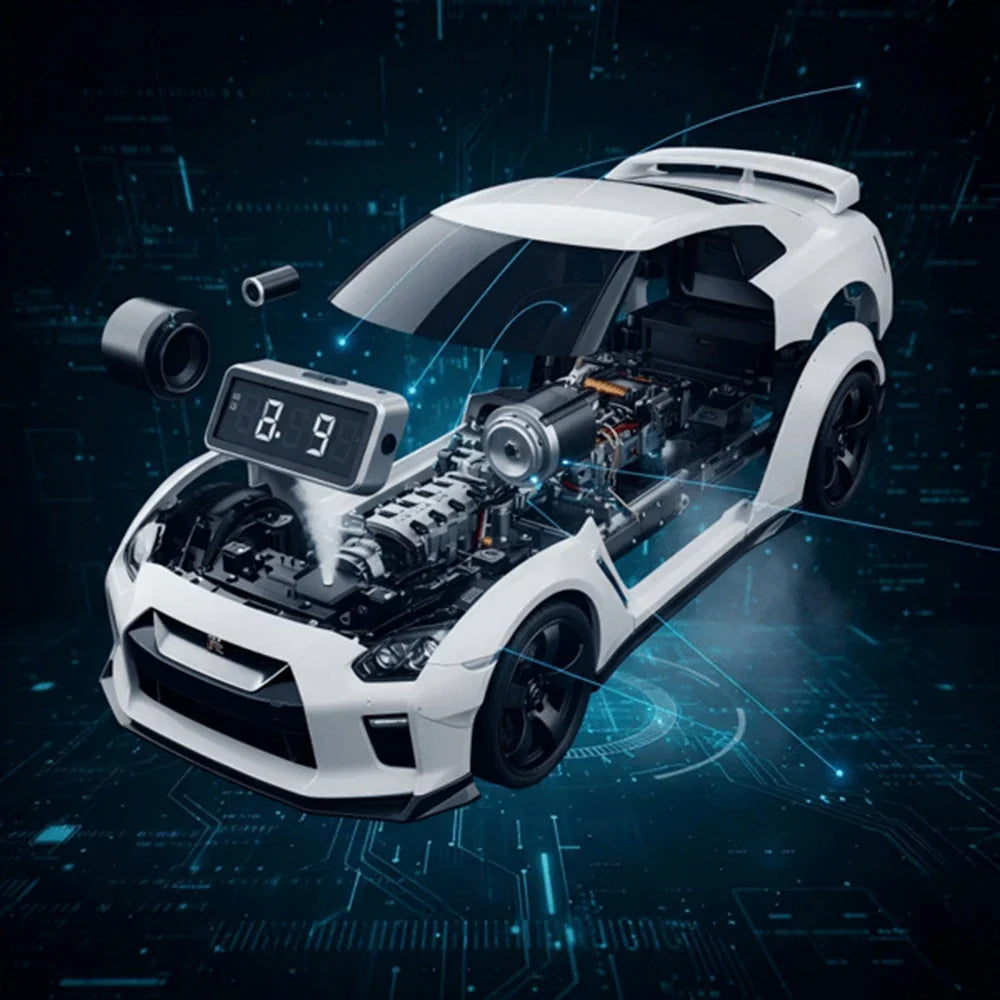 Supercar Alarm Clock with Engine Sound | LED Display, Flame & Smoke Light Effects | Mains Powered, No Batteries Needed