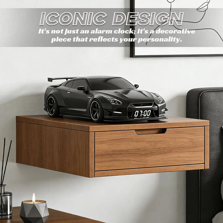 Supercar Alarm Clock with Engine Sound | LED Display, Flame &amp; Smoke Light Effects | Mains Powered, No Batteries Needed