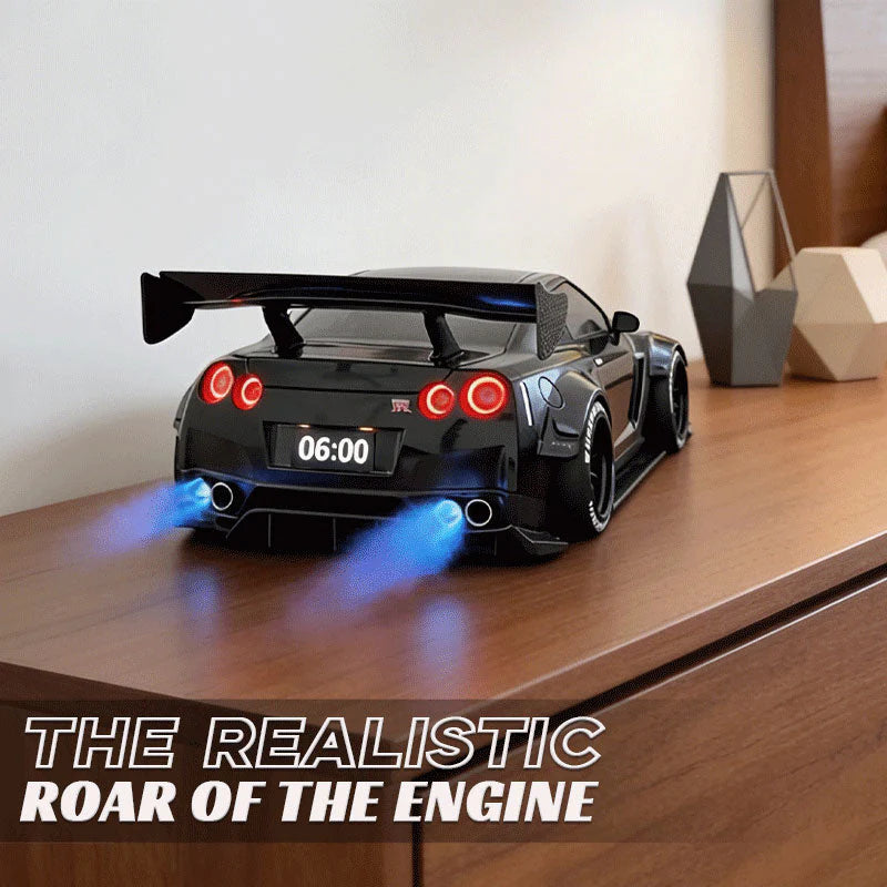 Supercar Alarm Clock with Engine Sound | LED Display, Flame &amp; Smoke Light Effects | Mains Powered, No Batteries Needed