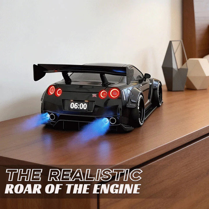 Supercar Alarm Clock with Engine Sound | LED Display, Flame &amp; Smoke Light Effects | Mains Powered, No Batteries Needed