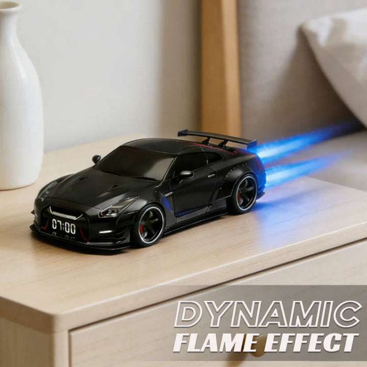 Supercar Alarm Clock with Engine Sound | LED Display, Flame &amp; Smoke Light Effects | Mains Powered, No Batteries Needed