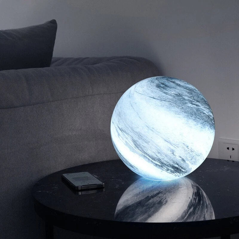 Swirled Glass Sphere LED Table Lamp with USB Power and Remote 3